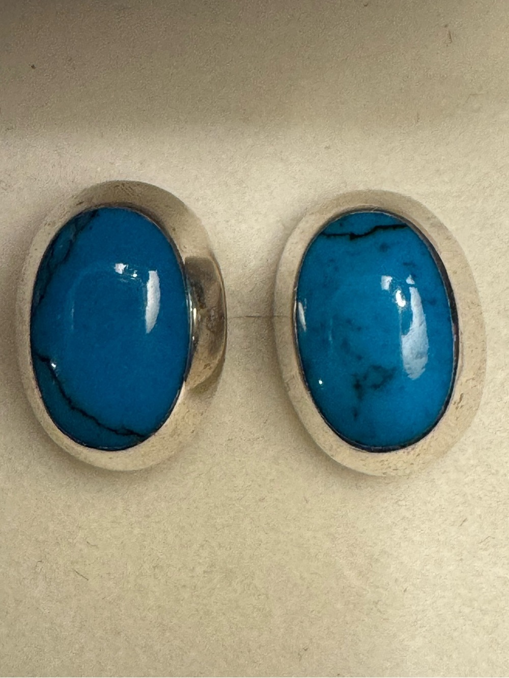Sterling Silver Turquoise Oval Stud Earrings